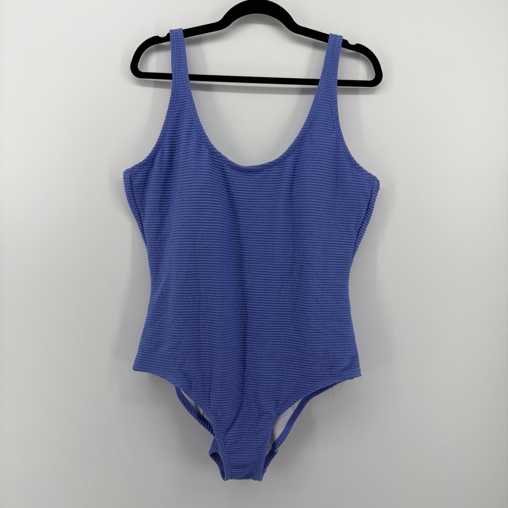 Freshwater One Piece Swimsuit‎ Periwinkle Purple Women XXL Scoop Back Puckered